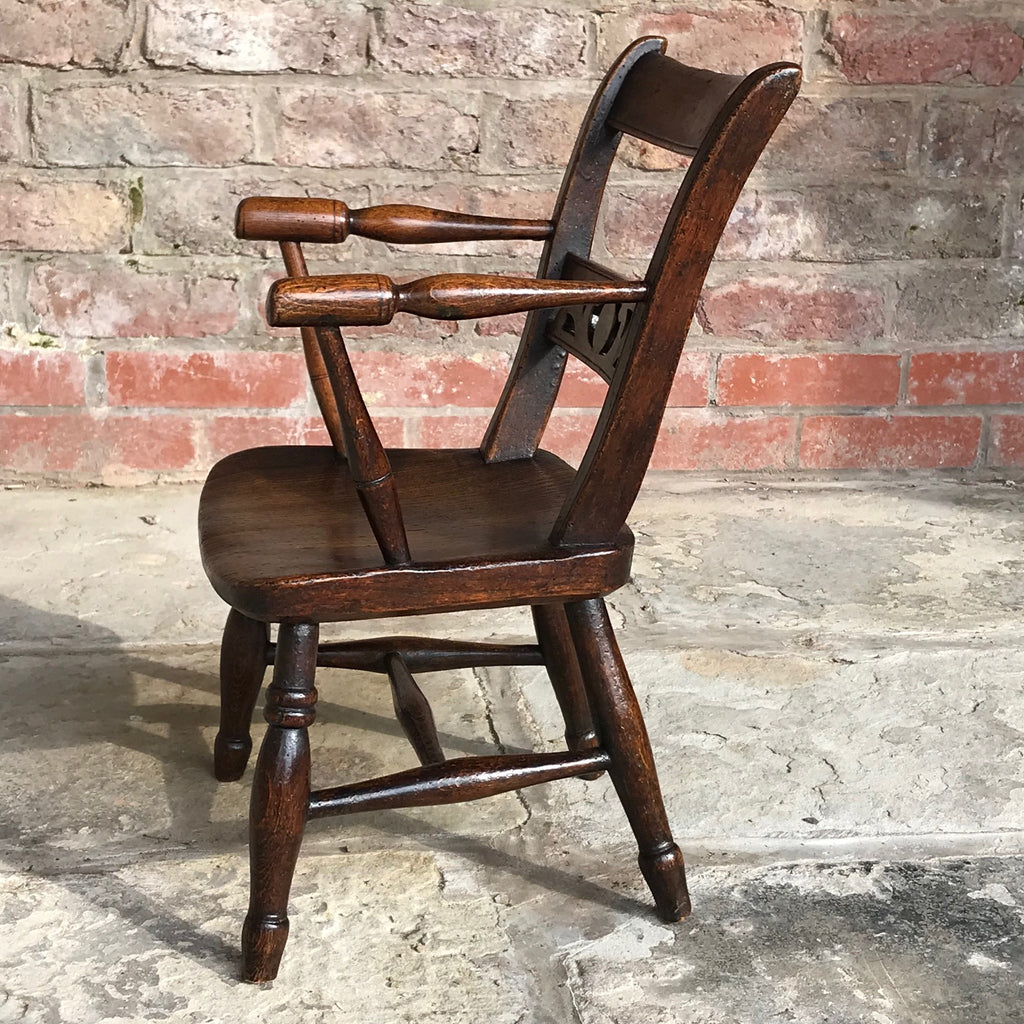 Late 18th Century Welsh Child's Elm & Ash Armchair - Side View - 3