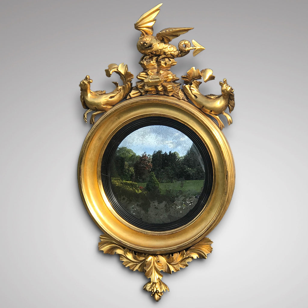 Regency Carved & Gilded Convex Mirror - Main View - 2