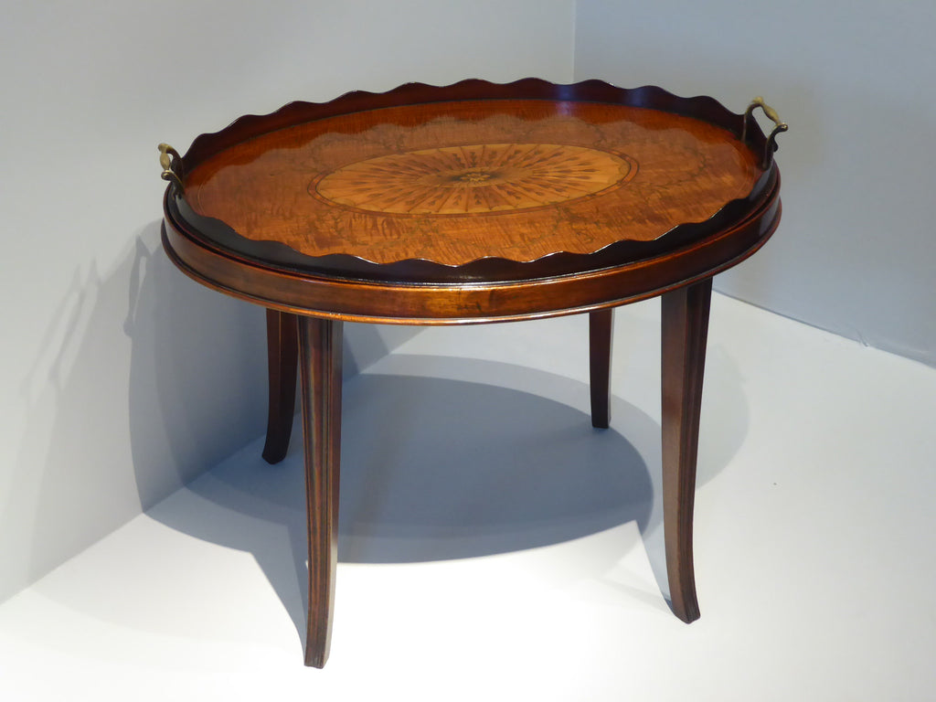A Fine George III Marquetry Oval Tray on Stand - Hobson May Collection - 1