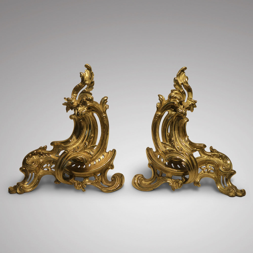 Pair of French Ormolu Chenets - Front View