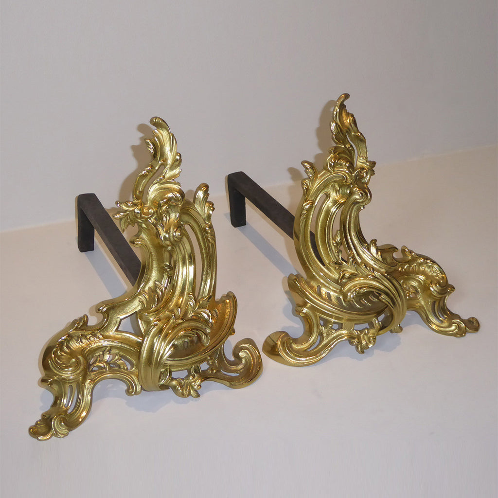 Pair of French Ormolu Chenets - Side View