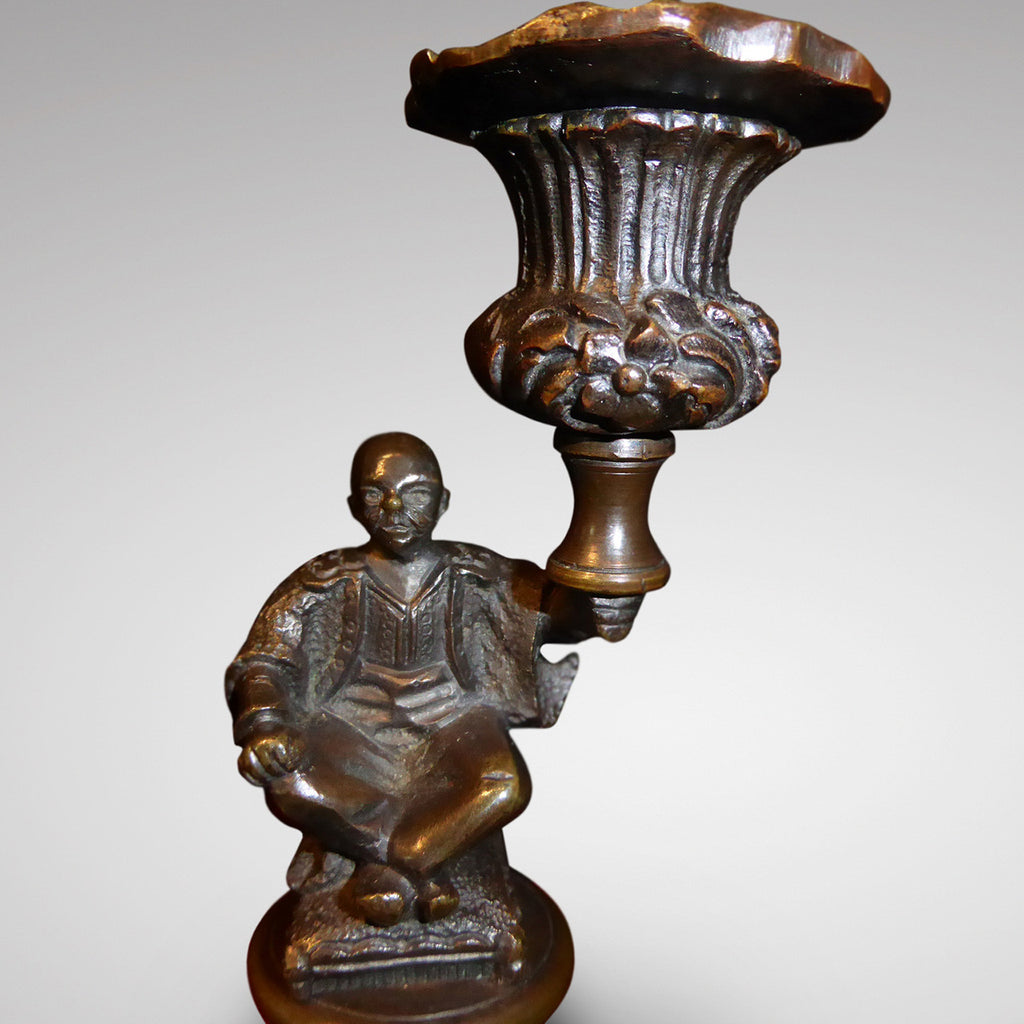 Pair of Regency Patinated Bronze Candlesticks - View of Top
