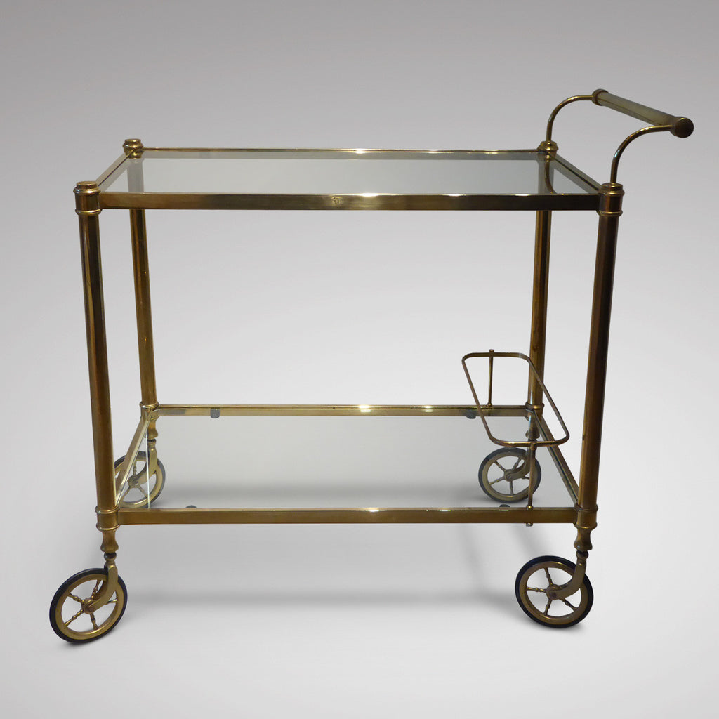 Vintage Brass Drinks Trolley - Side View One