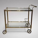 Vintage Brass Drinks Trolley - Side View One