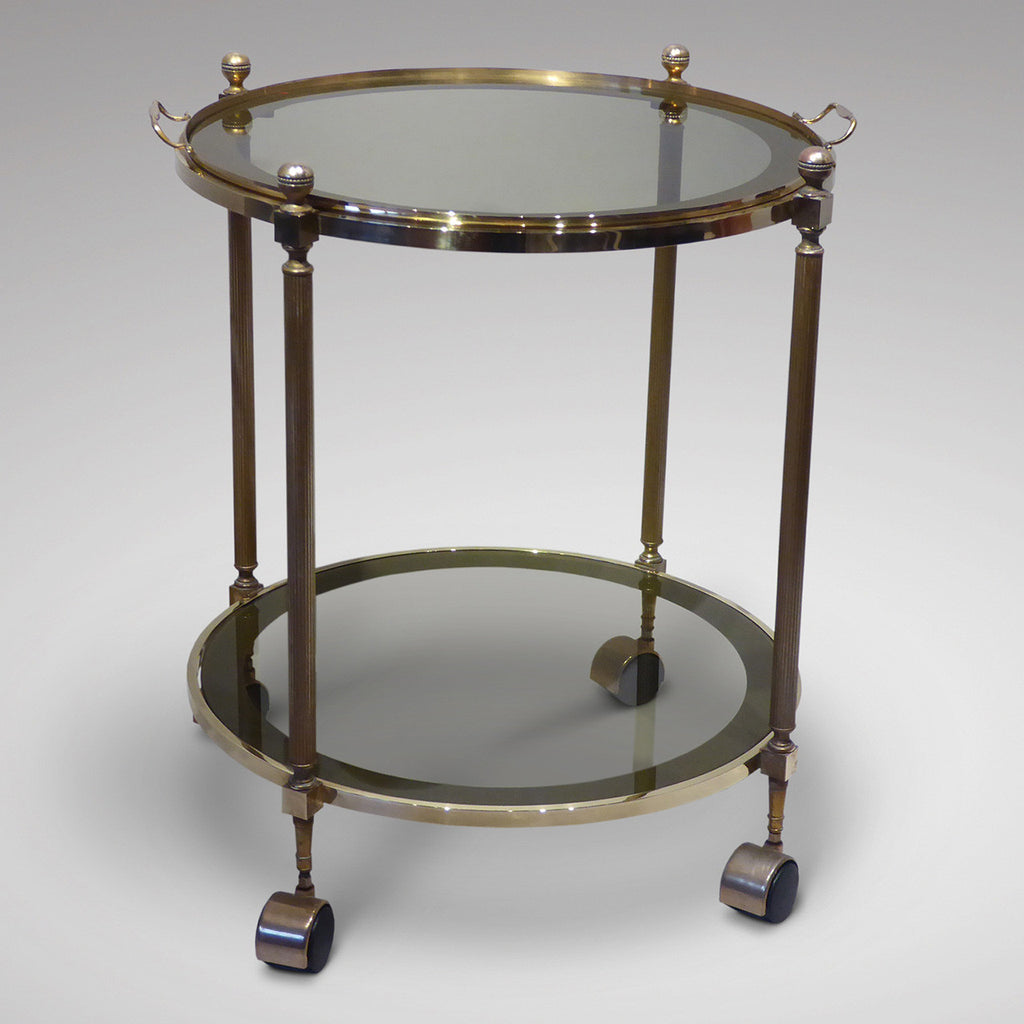 Vintage Brass Drinks Trolley/Bar cart - Front View Two