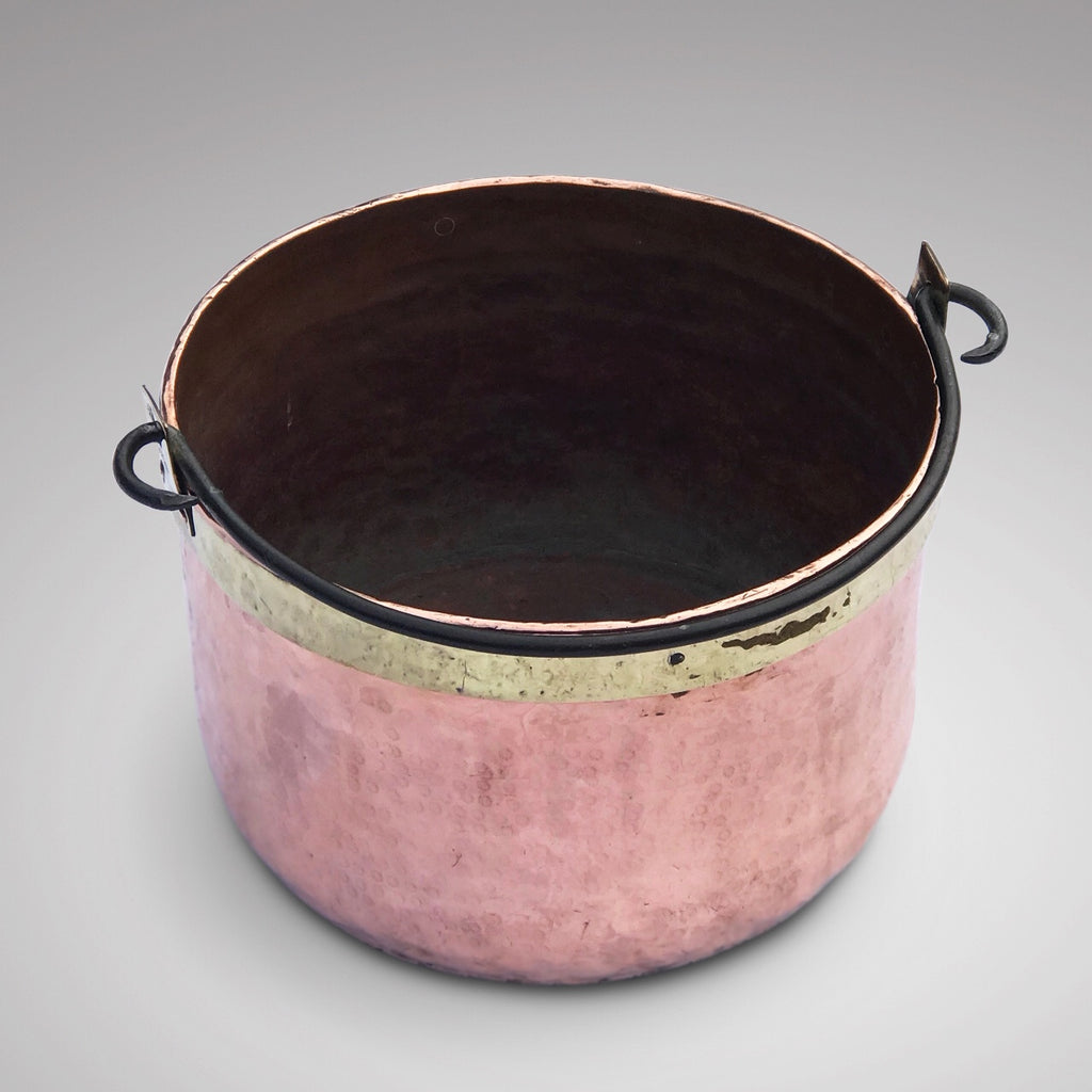 Large 19th Century Brass Bound Copper Boiling Pot - Main View - 2