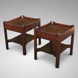 Pair of Two Tier Mahogany Tray Top Lamp Tables - Back View - 4