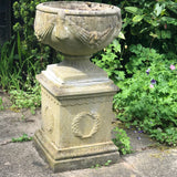 Composite Stone Garden Planter on Pedestal Base - Main View - 3